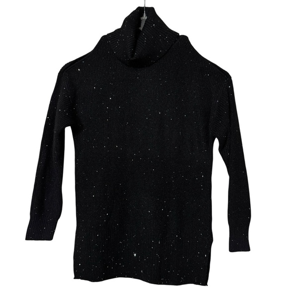 INC Cold Shoulder Sequin Tunic Sweater Black | Women’s Small - Picture 2 of 9